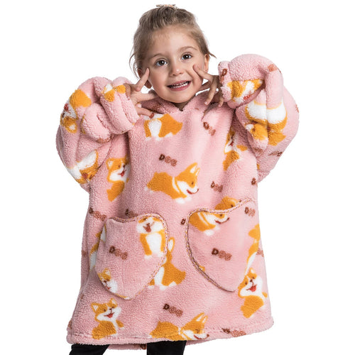 Kids Corgi Blanket Hoodie (Ages 2-5)