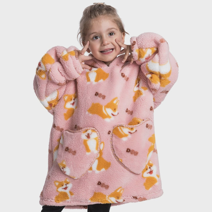 Kids Corgi Blanket Hoodie (Ages 2-5)